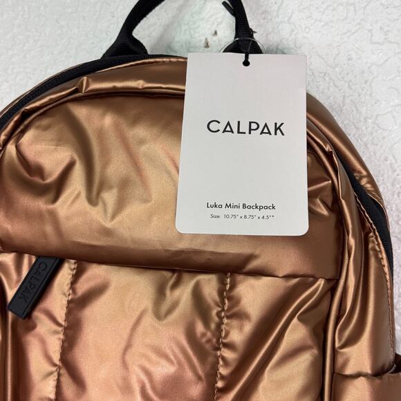 Calpak Luka Mini Backpack Padded Travel Work School Bag Luggage Copper Color NEW - Picture 3 of 8